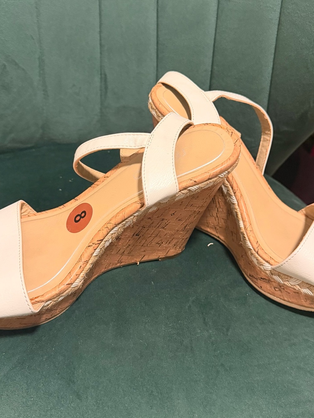 me too Cream Cork Platform Wedge Sandals